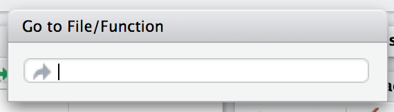 Captura de pantalla de la herramienta "Ir a archivo/función" en el IDE de RStudio. Es un cuadro de texto con el cursor dentro.